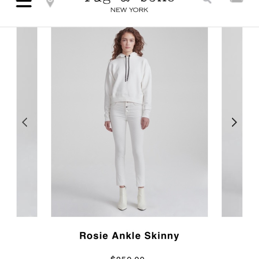 Rag & Bone New York White Skinny Jeans 26